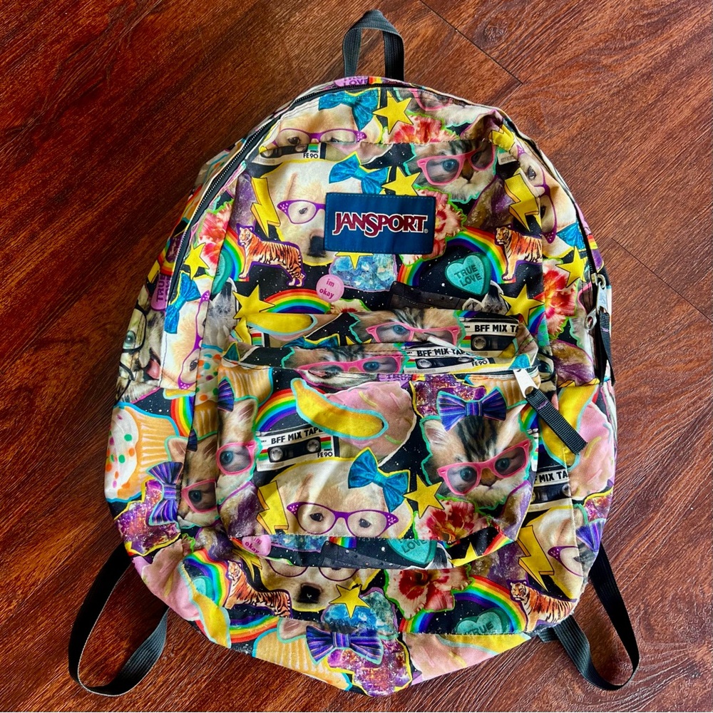 Jansport Cat and Dog Rainbow Backpack